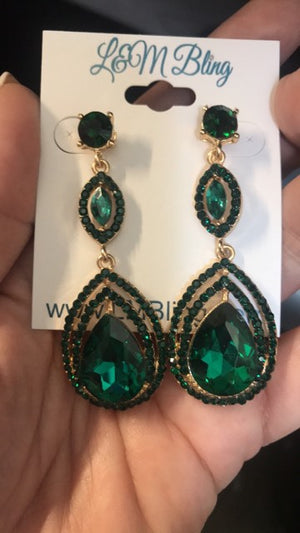 Emerald Double Teardrop Earrings