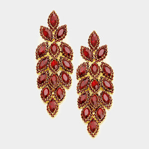 Long Garnet Red Crystal Marquise Earrings | 367893