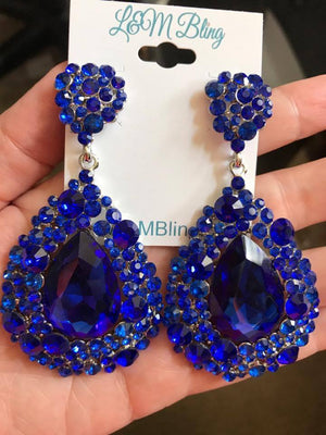 Sapphire Chunky Pageant Earrings | NO AB  | H202-7 NAB