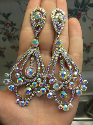 AB Chandelier Earrings on Silver - H202-13 S-AB