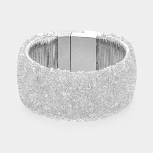 Wide Rhinestone Cluster Magnetic Bracelet | 422766