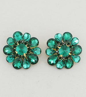 Emerald Flower Clip on Earrings |JE5EESE4975GRNGD