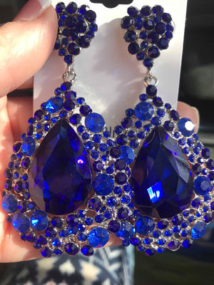 Sapphire Chunky Pageant Earrings | NO AB  | H202-7 NAB