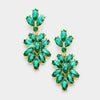 Emerald Crystal Oval Cluster Vine Pageant Earrings | 366852