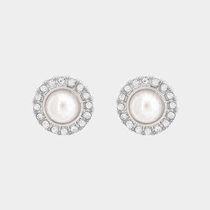White Pearl Stud Earrings | 298337