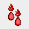 Red Crystal Leaf Teardrop Dangle Pageant Earrings | 381566