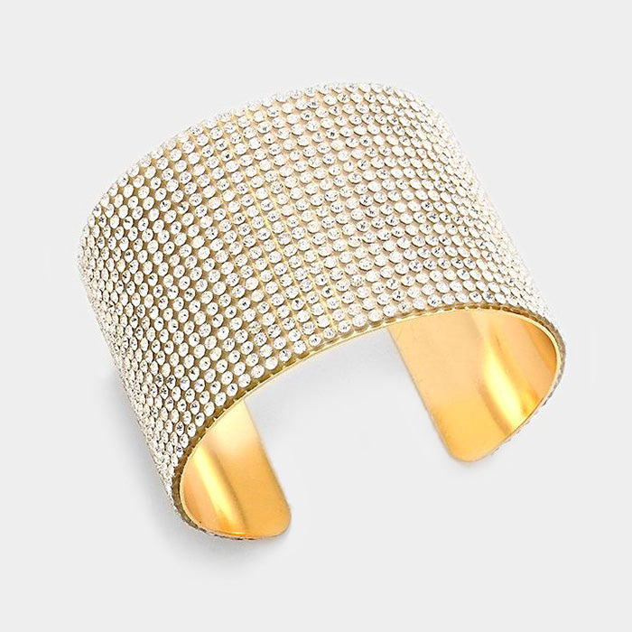 Crystal Cuff Pageant Bracelet on Gold | 293506