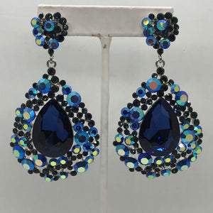 Large Navy Earrings| Chunky Pageant Earrings | H202-7