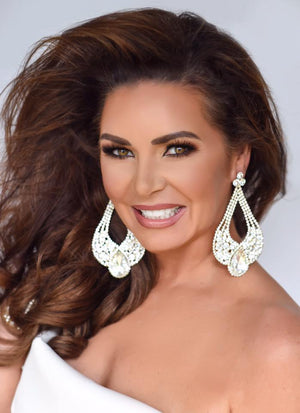 Large Chunky Cut Out AB Crystal Teardrop Earrings on Gold | Tammy Lee's| 368870