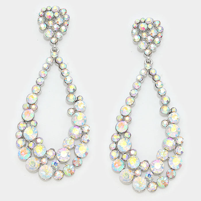 Big AB on Silver Pageant Hoop Earrings | 3.75" | 294851