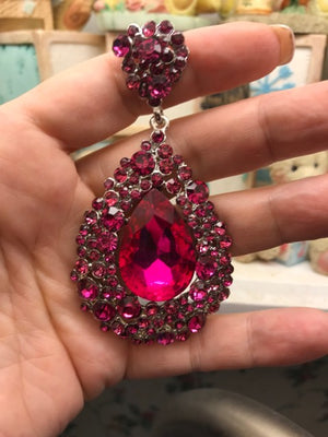 Chunky Fuchsia Pageant Earrings | NO AB | H202-7 NAB
