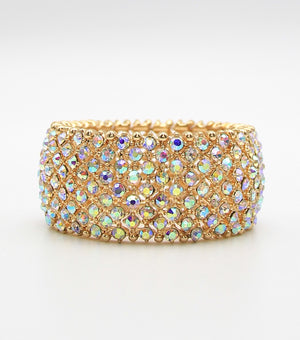 Shimmering AB Crystal Rhinestone Stretch Pageant Bracelet | JB5B054303ABOGD