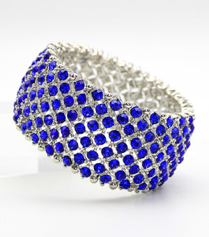 Shimmering Sapphire Crystal Rhinestone Stretch Pageant Bracelet |JB5B054303BLURD