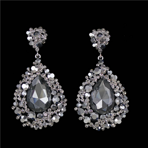 Black Diamond and AB Chunky Earrings | Grey Earrings | Gray Earrings | H202-7