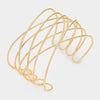 Textured Gold Metal Crisscross Cuff Bracelet | 272368