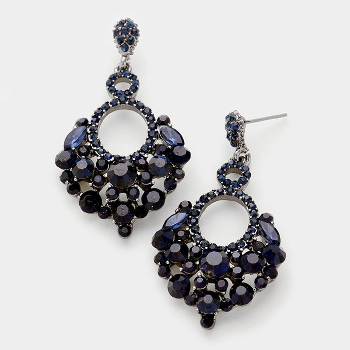 Little Girls Navy Chandelier Pageant Earrings | 282185