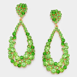 Big Green Crystal Pageant Hoop Earrings | 3.75" | Green Earrings | 302242