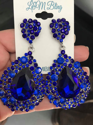 Sapphire Chunky Pageant Earrings | NO AB  | H202-7 NAB
