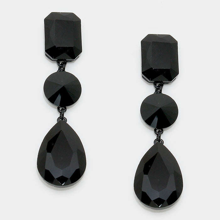Black Multi Shape Drop Earrings | 297982