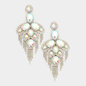 Long AB Crystal and Rhinestone Statement Earrings | 364513