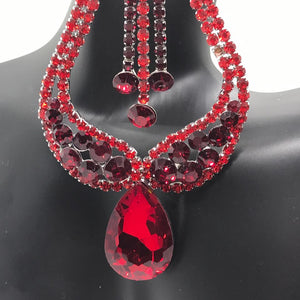 Red and Dark Red Crystal Pageant Earrings on Silver | "Miss America" | 439625