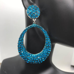 Prom Earrings | Aqua Crystal Hoop Earrings | 2.5 |JC9E236BLURD