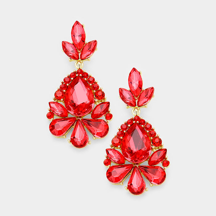 Little Girls Red Crystal Pageant Earrings | 382432
