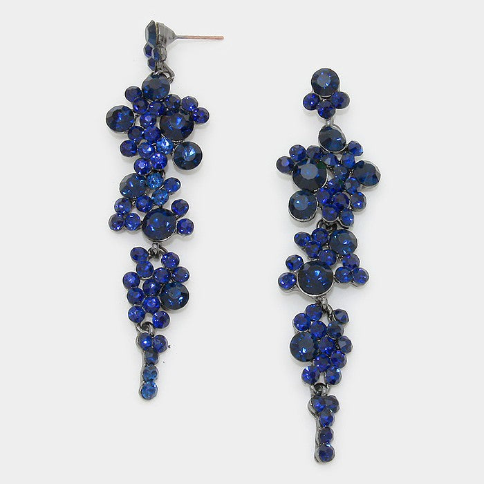 Navy Crystal Long Dangle Earrings | 294864