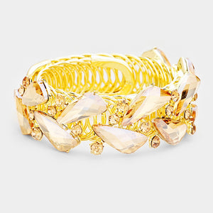 Geometric Gold Crystal Cluster Pageant Necklace | 411584