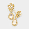 Small Gold Crystal Clip On Dangle Earrings | 379534