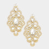Large Crystal and Rhinestone Chandelier Earrings on Gold | 354113