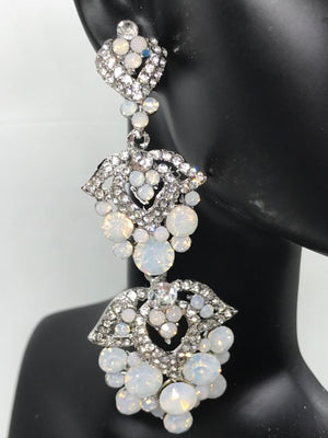 White Opal Crystal Dangle Earrings | Lauren | 238092