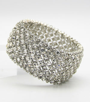 Shimmering Crystal Rhinestone Stretch Pageant Bracelet | JB5B054303CLRRD