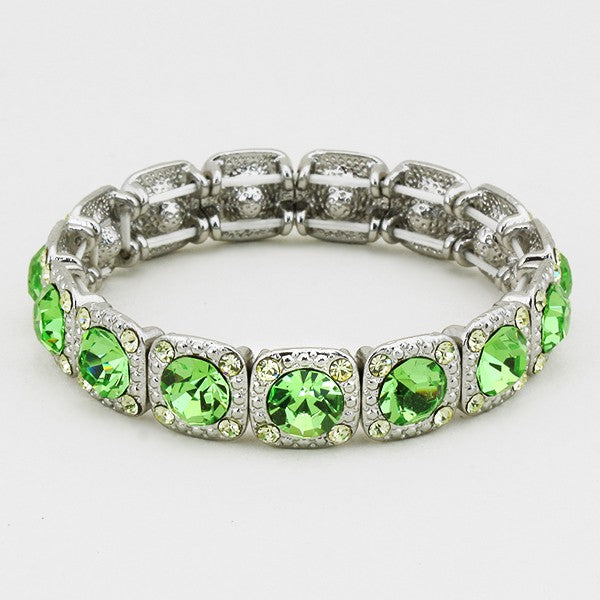 Green Crystal Stretch Fashion Bracelet with Rhinestones | 115611