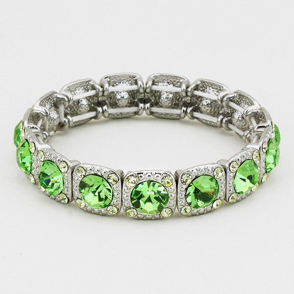 Green Crystal Stretch Fashion Bracelet with Rhinestones | 115611