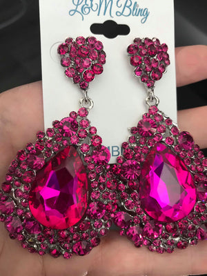 Chunky Fuchsia Pageant Earrings | NO AB | H202-7 NAB