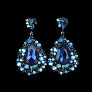 Large Navy Earrings| Chunky Pageant Earrings | H202-7