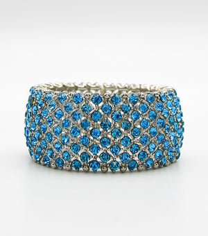Shimmering Aqua Crystal Rhinestone Stretch Pageant Bracelet |JB5B054303AQARD