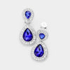 Little Girls Sapphire Double Crystal Teardrop Clip On Earrings | 398730