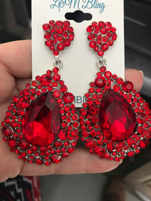 Chunky Red Pageant Earrings | NO AB | H202-7 NAB