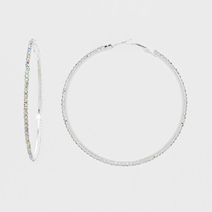 AB Rhinestone Hoop Earrings | 2.5" | 269223