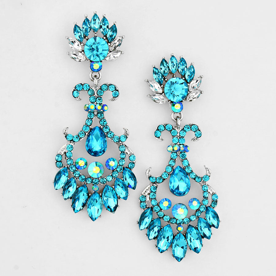 Aqua Crystal Chandelier Earrings | 260471