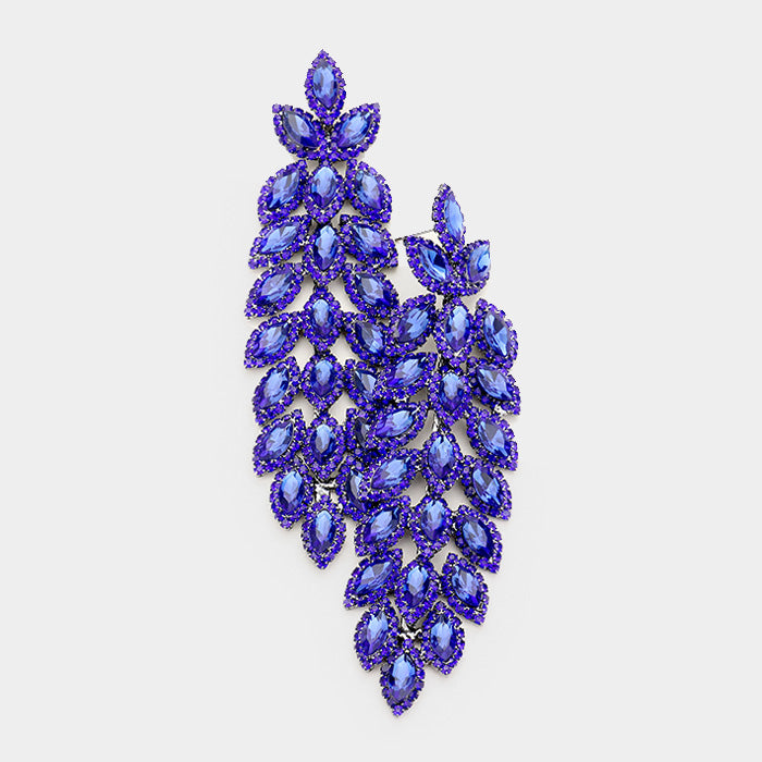 Long Sapphire Crystal Rhinestone Pageant Earrings | 418320