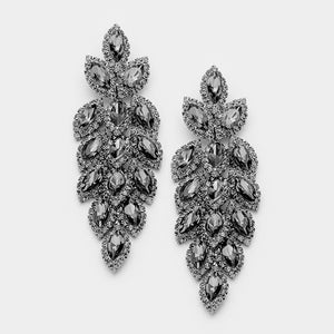 Long Black Diamond Crystal Marquise Earrings | 347048