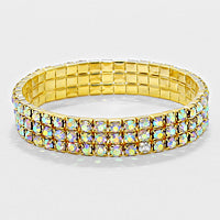 AB on Gold 3-Row Multi Row Bracelet