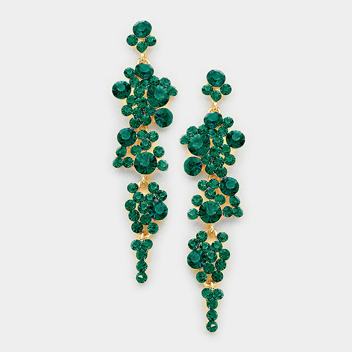 Emerald Crystal Long Dangle Earrings | 350821