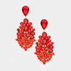 Red Crystal Teardrop Cluster Pageant Fashion Earrings | 389559