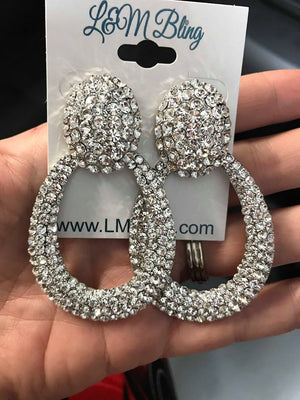 Crystal Embellished Hoop Earrings | 2.75" | HX007127 S-Clear