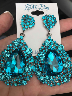 Chunky Aqua Pageant Earrings | NO AB | H202-7 NAB