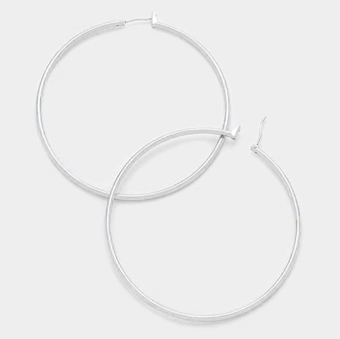 Silver Hoop Earrings | 2.5" | 321034